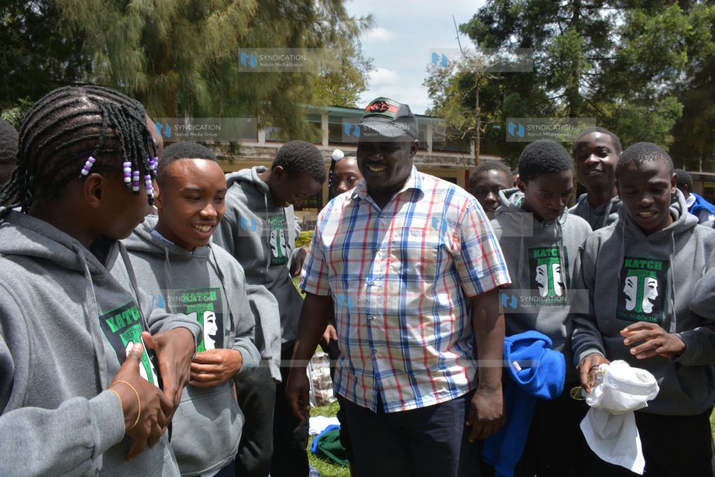 Cleophas Malala with students from Kakamega High School and Lenana School at Lenana School