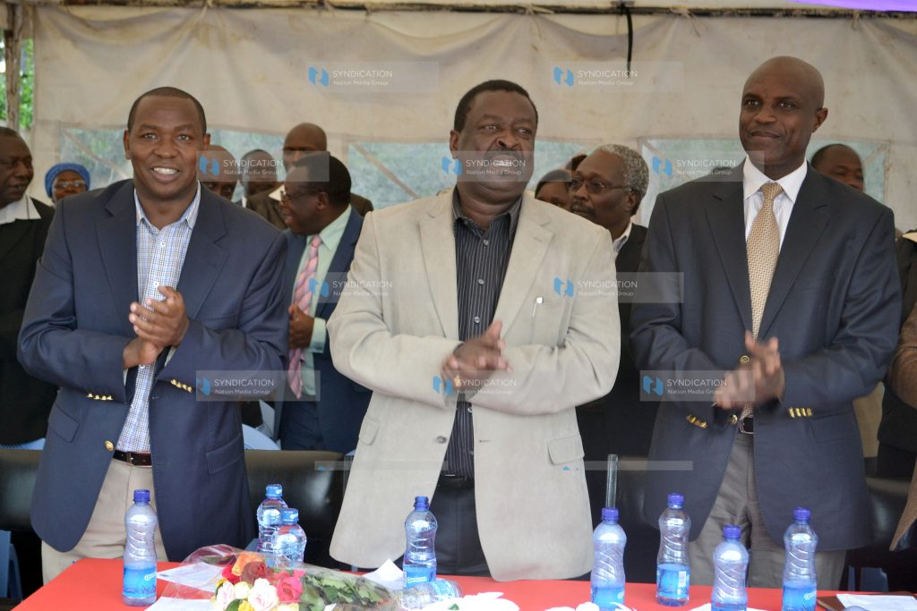 Amani Coalition leader Musalia Mudavadi, Oljoro Orok MP J. M. Waiganjo, and former Laikipia West MP Ndiritu Muriithi