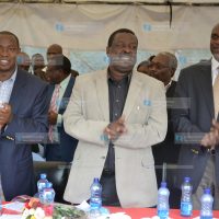 Amani Coalition leader Musalia Mudavadi, Oljoro Orok MP J. M. Waiganjo, and former Laikipia West MP Ndiritu Muriithi