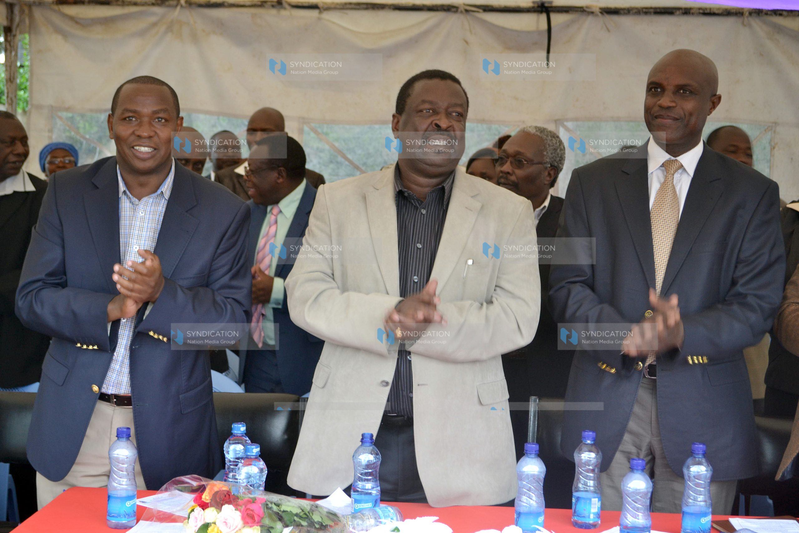 Amani Coalition leader Musalia Mudavadi, Oljoro Orok MP J. M. Waiganjo, and former Laikipia West MP Ndiritu Muriithi