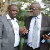 Bomet County Governor Isaac Ruto confers with his Vihiga counterpart Moses Akaranga