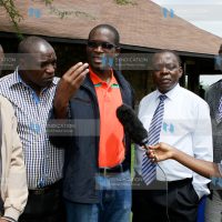 IEBC Ezra Chiloba flanked by political parties and IEBC officials