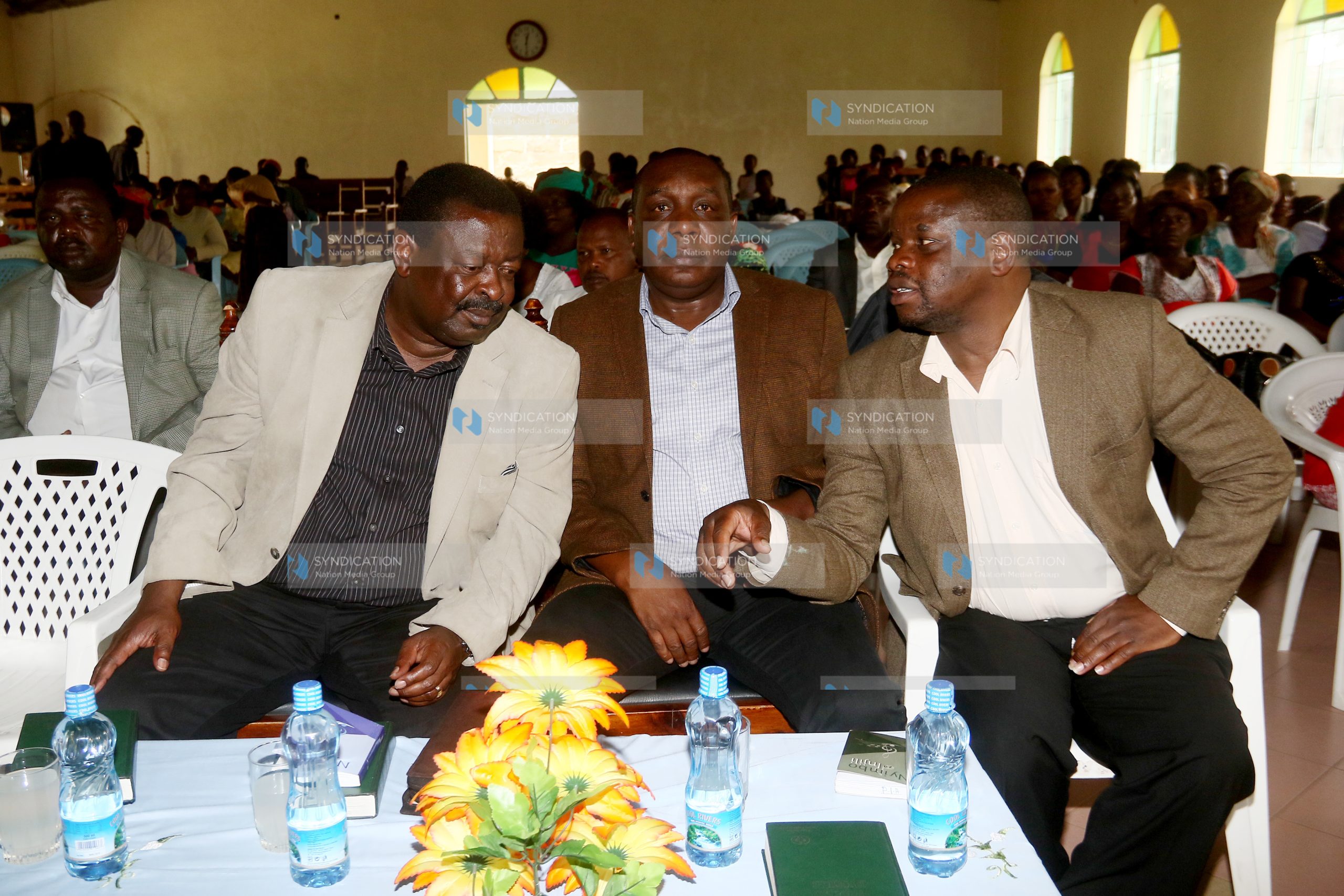 Amani National Congress leader Musalia Mudavadi, Sabatia MP Alfred Agoi, and former Shinyalu MP Justus Kizito