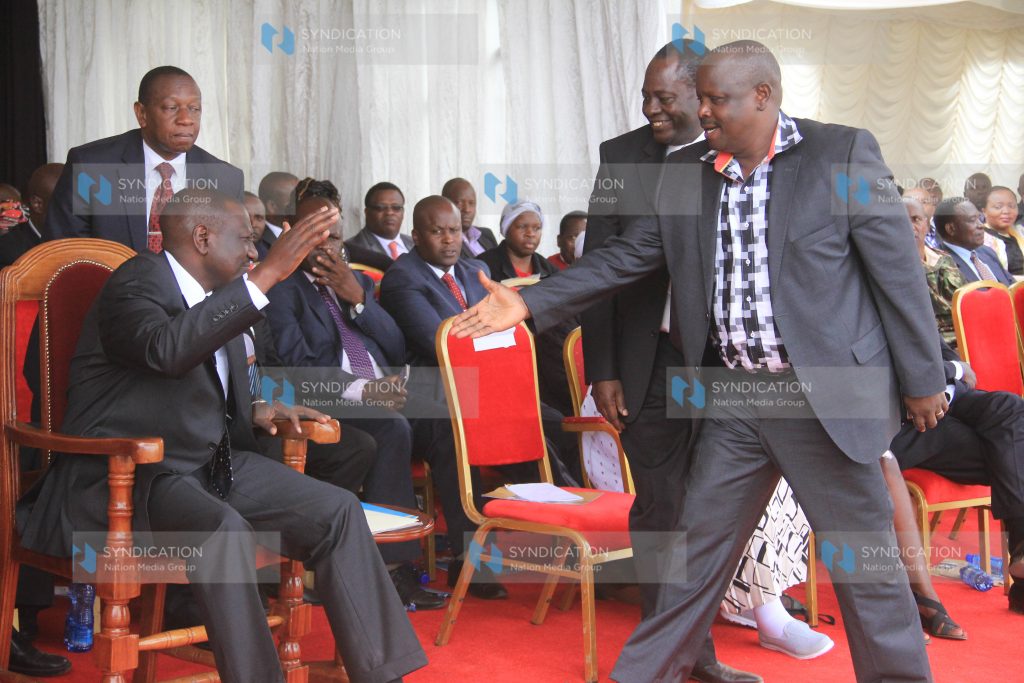 Bomet Governor Isaac Ruto greets Deputy President William