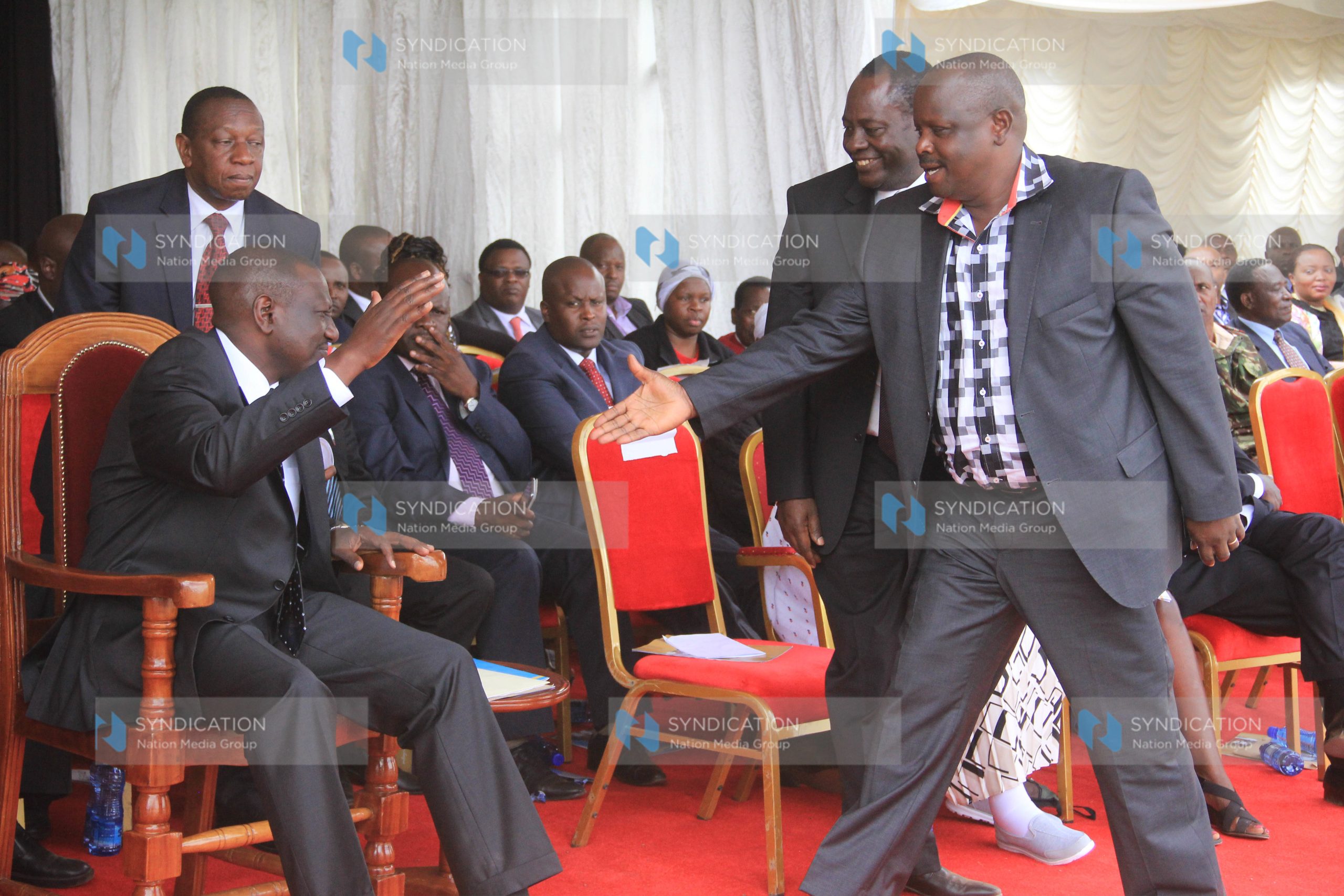 Bomet Governor Isaac Ruto greets Deputy President William