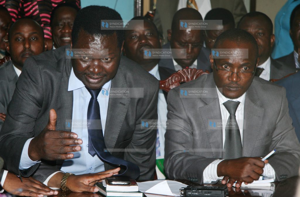 ODM Members of parliament led by the leader of minority Francis Nyenze flanked by Gwasi MP John Mbadi