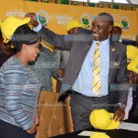 United Democratic Alliance (UDA) Party Secretary General Cleophas Malala receives Ms. Rita Ndunge