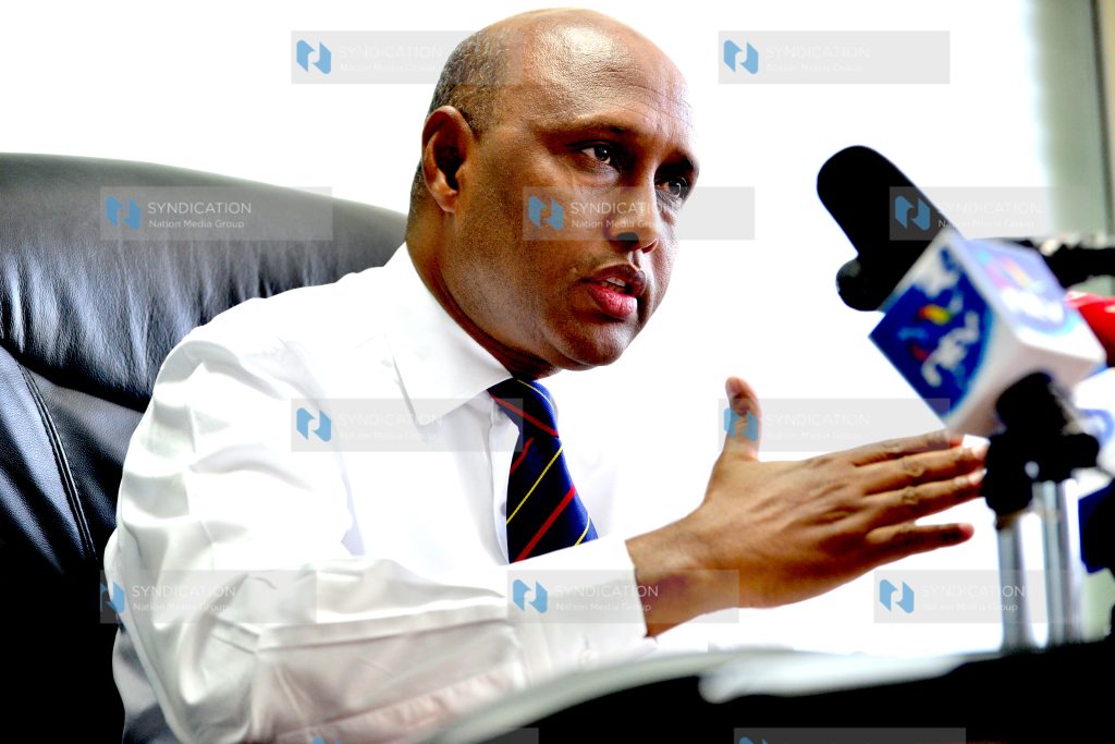 Adan Mohamed, speaks during a media briefing