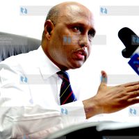 Adan Mohamed, speaks during a media briefing