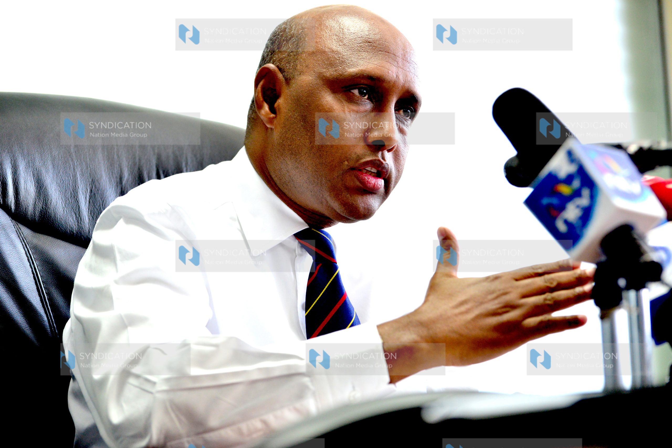 Adan Mohamed, speaks during a media briefing