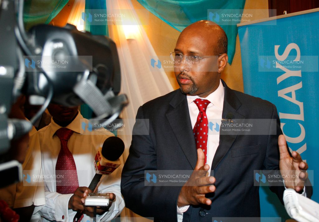 Barclays bank of Kenya limited Managing Director Adan Mohamed address the media
