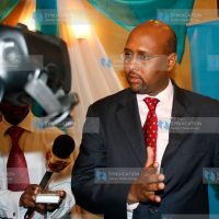 Barclays bank of Kenya limited Managing Director Adan Mohamed address the media