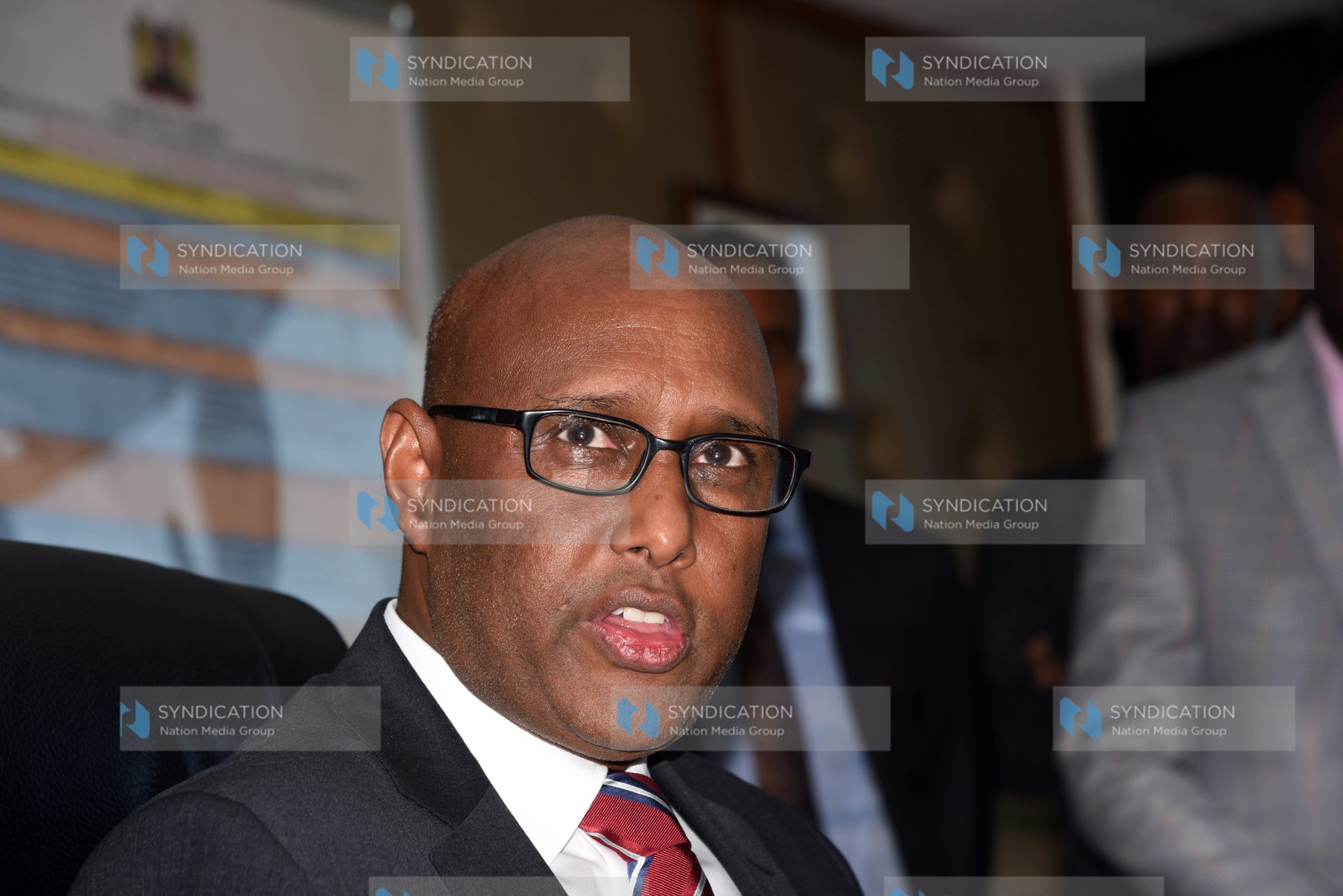 EAC Cabinet Secretary Adan Mohamed addressing journalists
