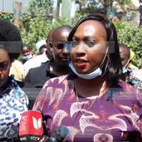 Acting Nairobi Governor Anne Kananu addressing journalists
