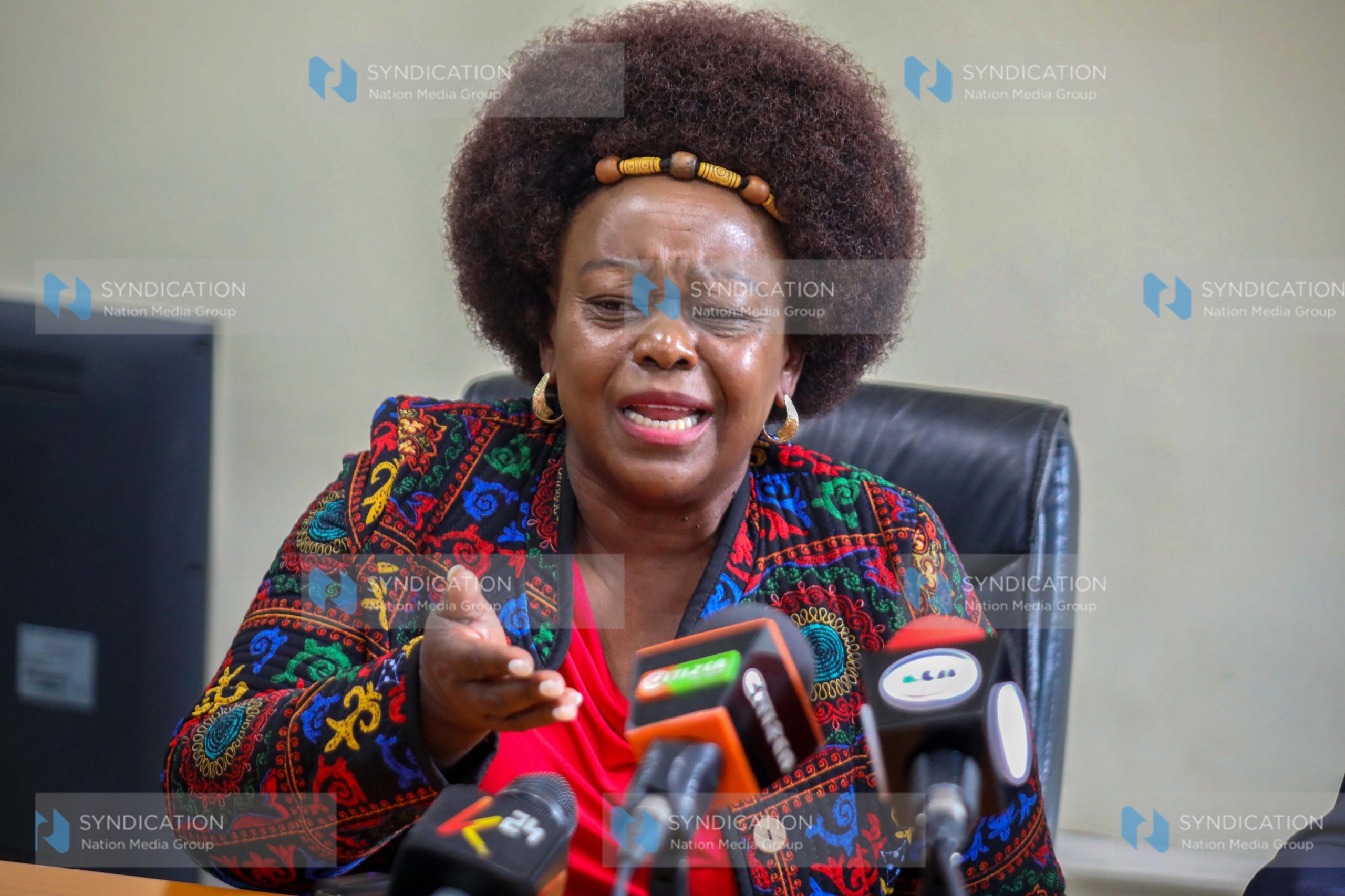 Suba North MP Millie Odhiambo Mabona addressing the media