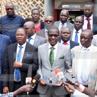 Opiyo Wandayi and Senate Minority Leader Stewart Madzayo, addresses the media