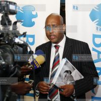 Barclays Bank of Kenya Managing Director Adan Mohamed speaking to the media