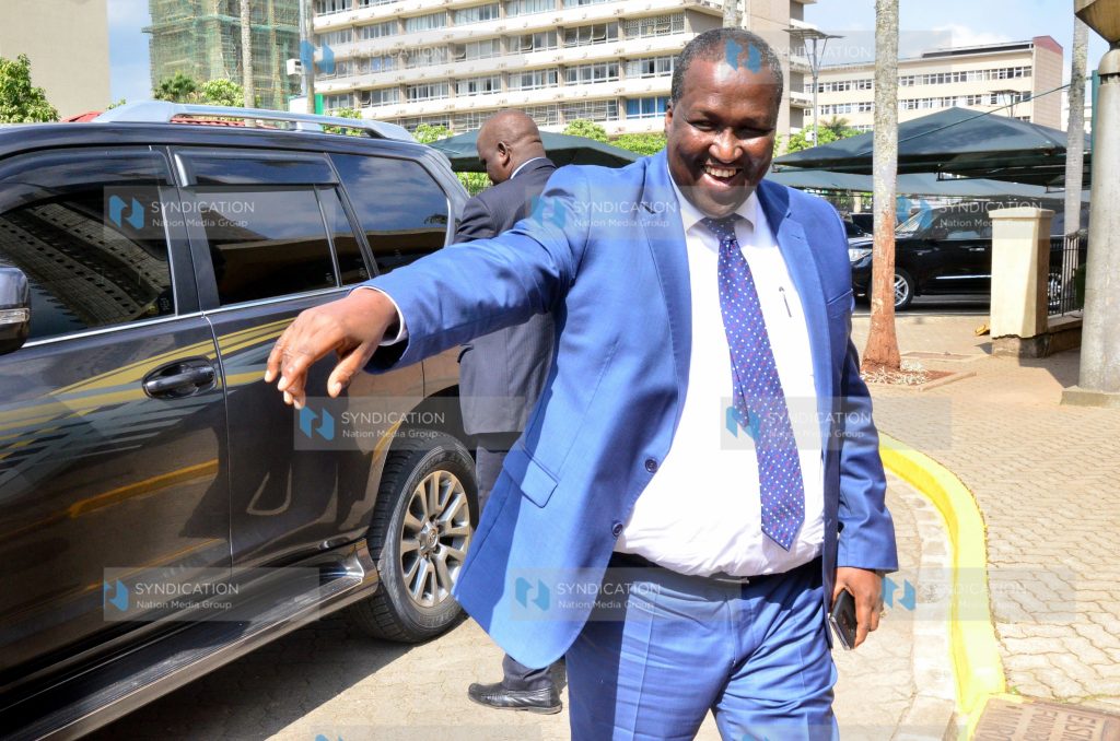 Petroleum Cabinet Secretary John MUnyes arrives at Parliament Buildings