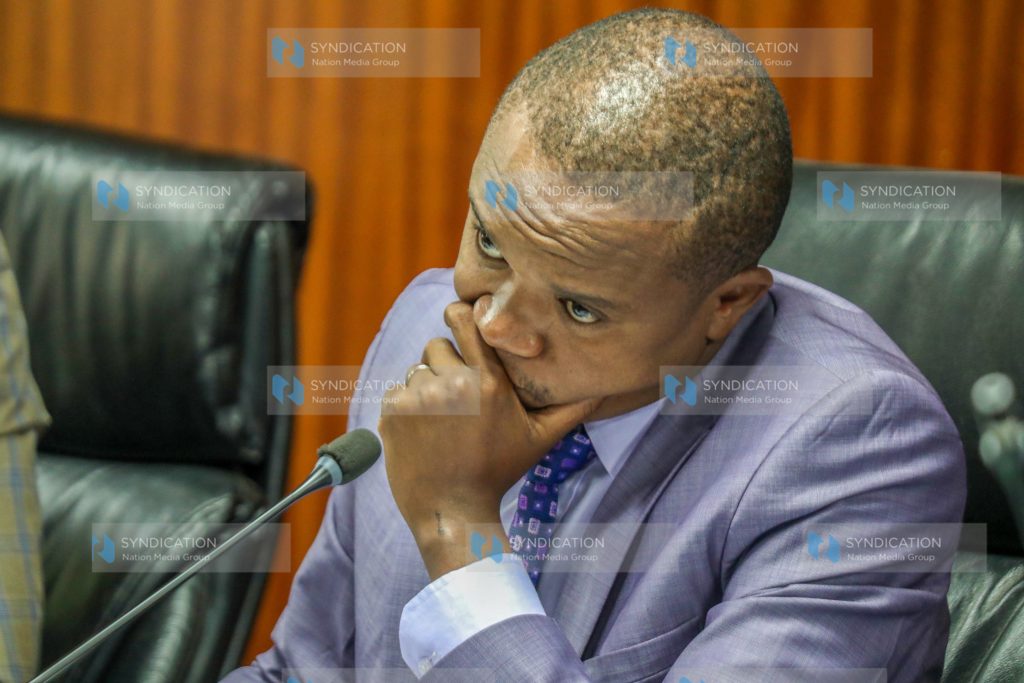 The Chairperson of the Finance and National Planning Committee, Kuria Kimani, during the session