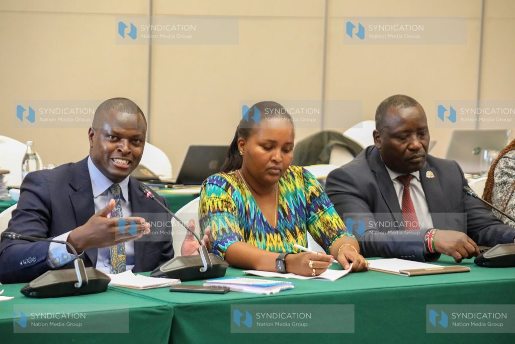 The Chairperson of the National Assembly's Budget and Appropriations Committee, Ndindi Nyoro (left)