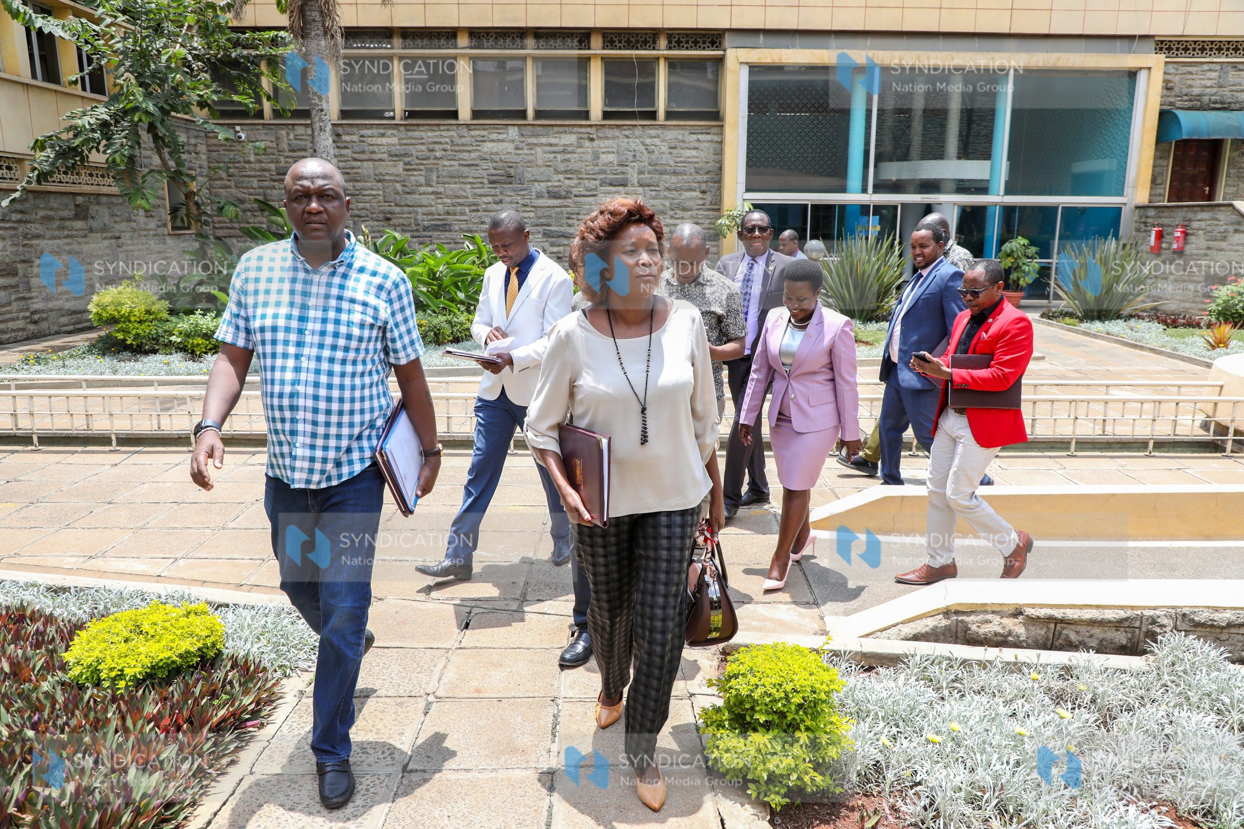 A section of Members of Parliament led by Tiaty MP William Kamket and Teso South MP Mary Emaase arrives to address the media