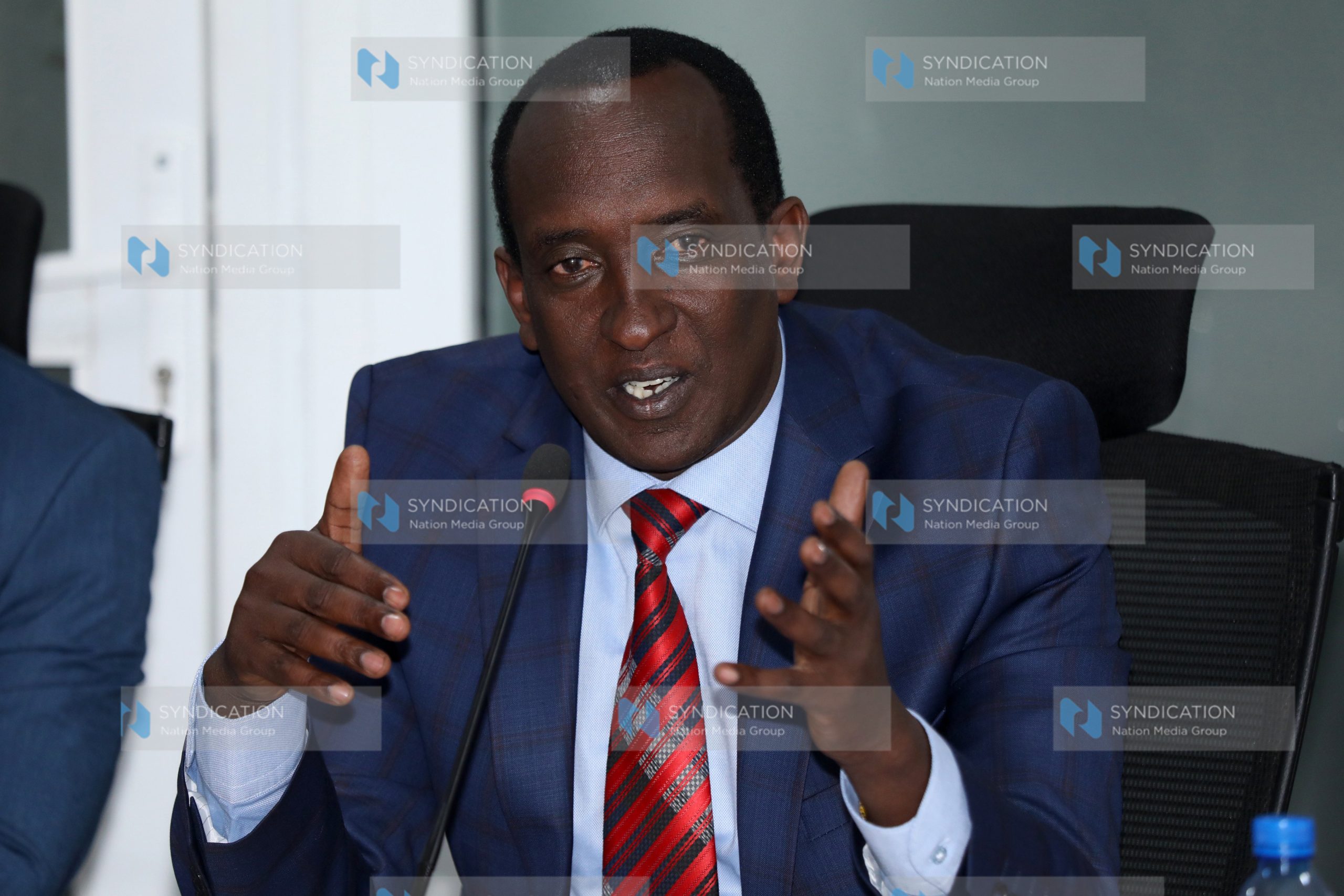 Narok Governor Patrick Ntutu when he appeared before the Committee