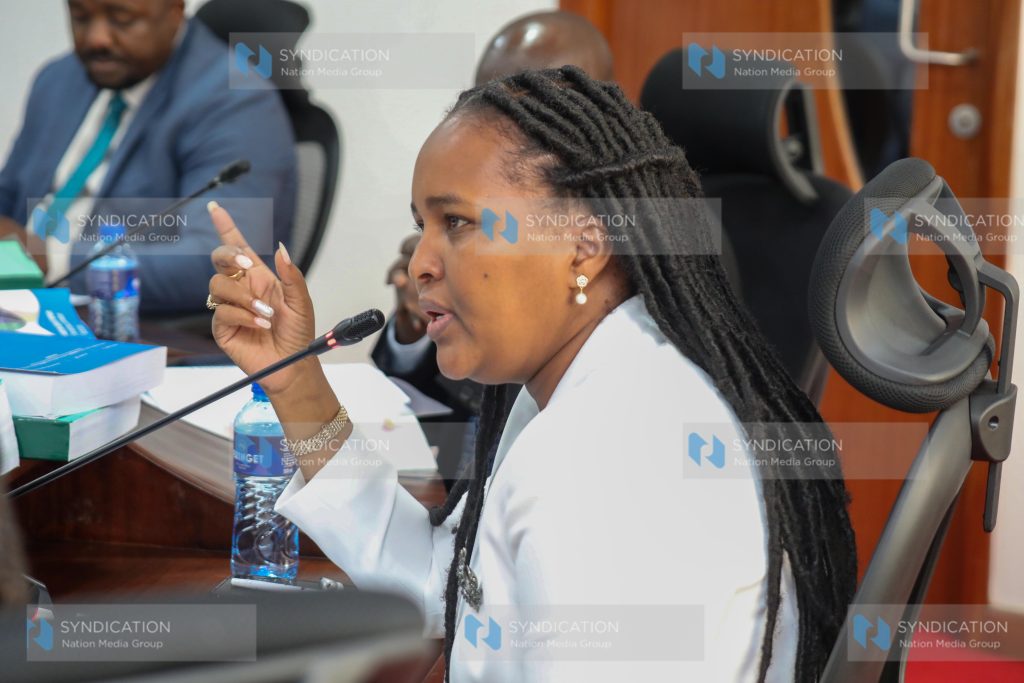 Samburu West MP and a member of the National Assembly Public Accounts Committee Naisula Josephine Lesuuda during the session