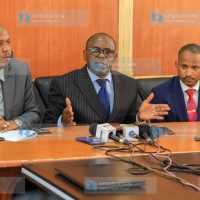 Addressing the media at Parliament Buildings Nairobi