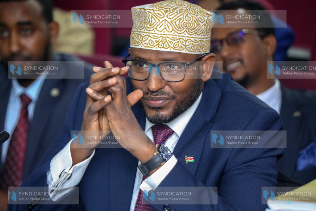 Wajir County Governor Ahmed Abdullahi when he appeared before the committee