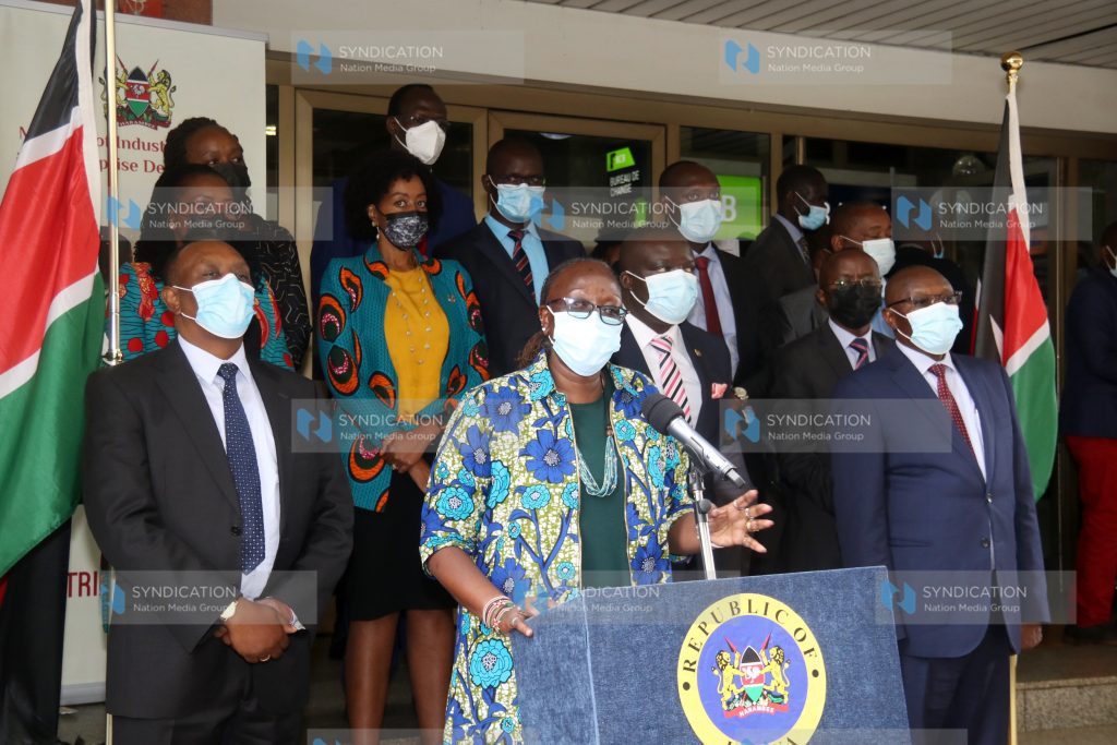 Trade CS Betty Maina briefs media on the response to 4th wave of Covid-19 to business community