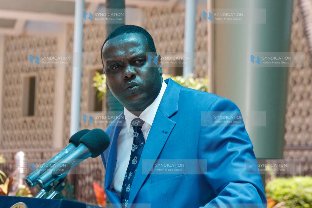 Cabinet secretary in the ministry of sports, culture Hassan Wario addresses journalists