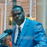 Cabinet secretary in the ministry of sports, culture Hassan Wario addresses journalists