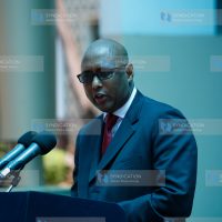 Industrialization and Enterprise Development Cabinet Secretary Adan Mohamed address journalists