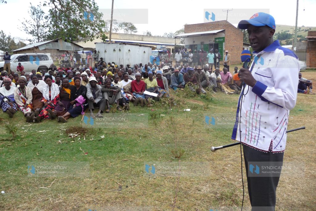 Narok Governor aspirant on a CCM ticket Patrick Ntutu addresses residents of Poroko
