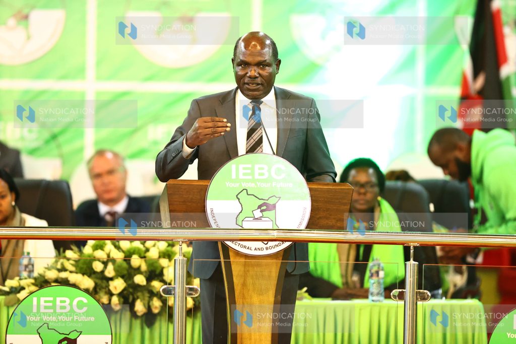 (IEBC) Chairman Wafula Chebukati address media during a Press briefing