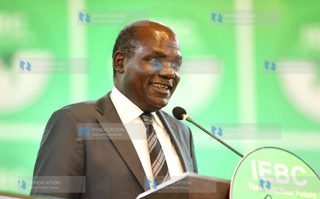 (IEBC) Chairman Wafula Chebukati address media during a Press briefing