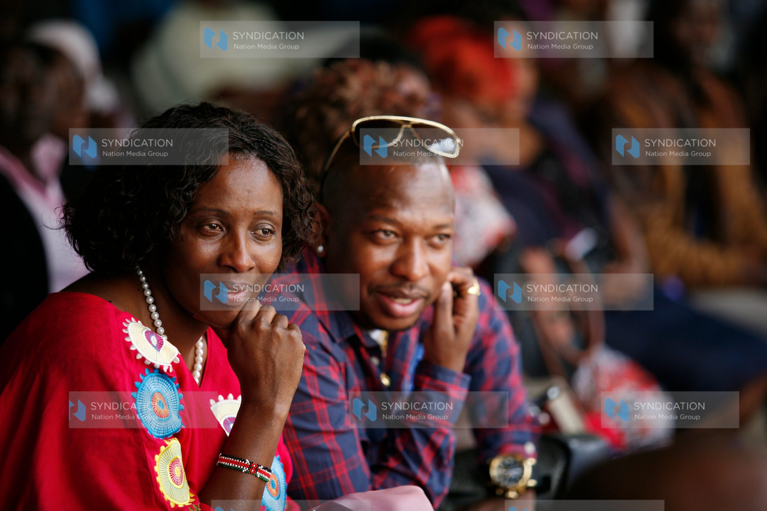 Nairobi Senator Mike Mbuvi (right) and Senate Majority Chief Whip Beatrice Elachi attend a fundraiser