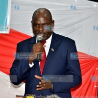 (IEBC) Chairman Wafula Chebukati addressing participants gathered at a consultative forum