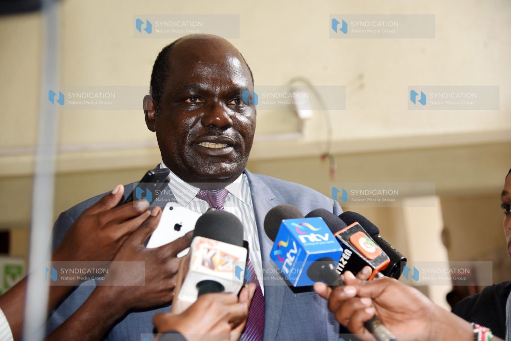 (IEBC) Chairman Wafula Chebukati addressing members of the press