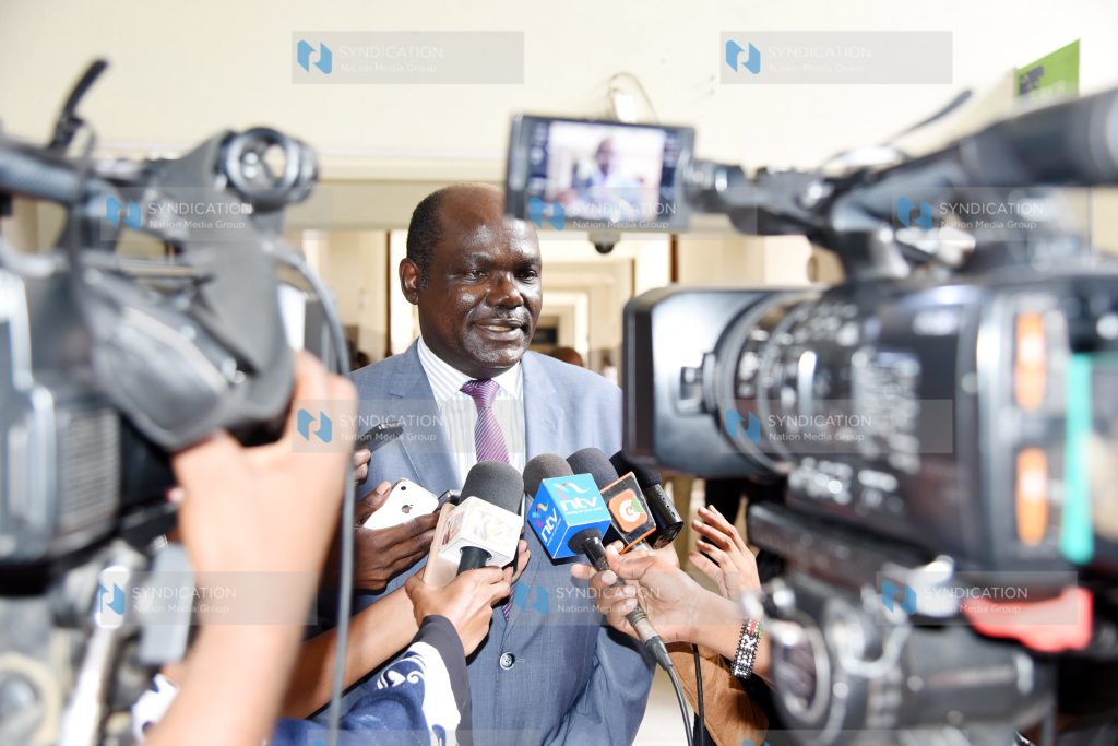 (IEBC) Chairman Wafula Chebukati addressing members of the press