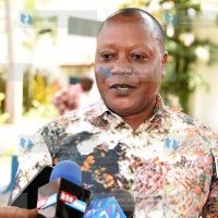 Budalangi MP Raphael Wanjala addressing members of the press in Mombasa