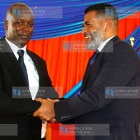 Mombasa ODM Governor Aspirant Abdulswamad Nassir (right) during the unveiling of his Running mate Francis Thoya