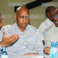 Mombasa governor Hassan Ali Joho in consultations with the inspector general of police Mr. David Kimaiyo