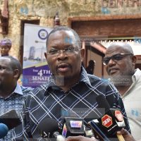Minority Leader in the Senate Stewart Madzayo during a press briefing