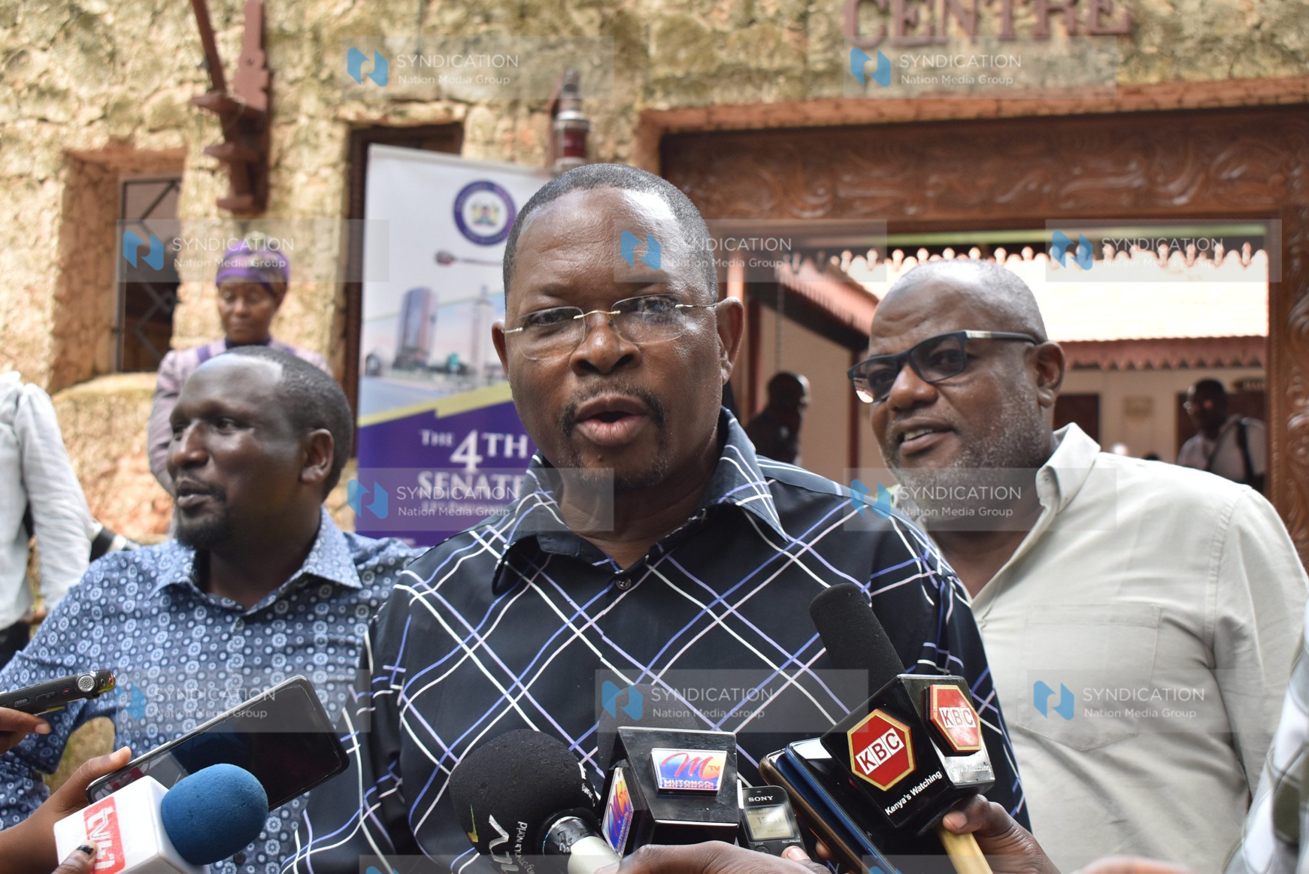 Minority Leader in the Senate Stewart Madzayo during a press briefing
