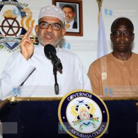 Mombasa Governor Abdulswamad Nassir with his Deputy Francis Thoya addressing members of the press