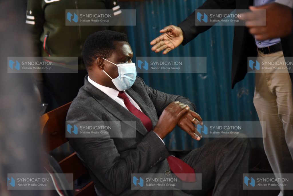 Tharaka Nithi Governor Onesmus Muthomi Njuki at Milimani Anti-Corruption Court