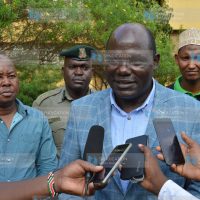 IEBC chairman Wafula Chebukati addressing reporters at Wote, Makueni County