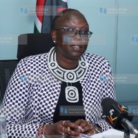Cabinet Secretary Betty Maina during a press conference