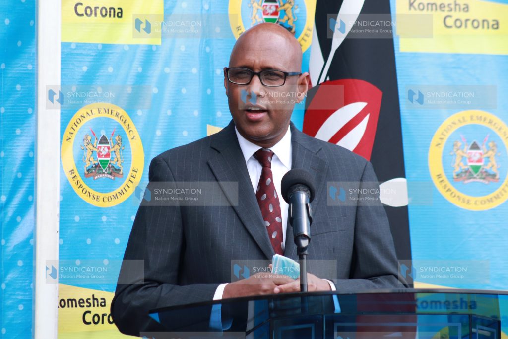 EAC and Regional development Cabinet Secretary Adan Mohammed speaking at Afya house